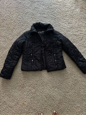 Sugarfly Black Quilted Jacket with Subtle Pink Trim